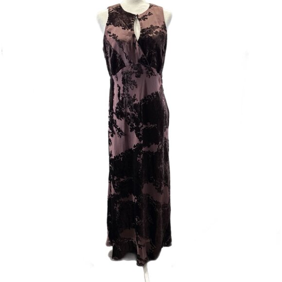 Vtg Carol Little Velvet Burnout Maxi Dress 10 Gown Y2K Whimsigoth Fairy Sheer - Picture 1 of 16